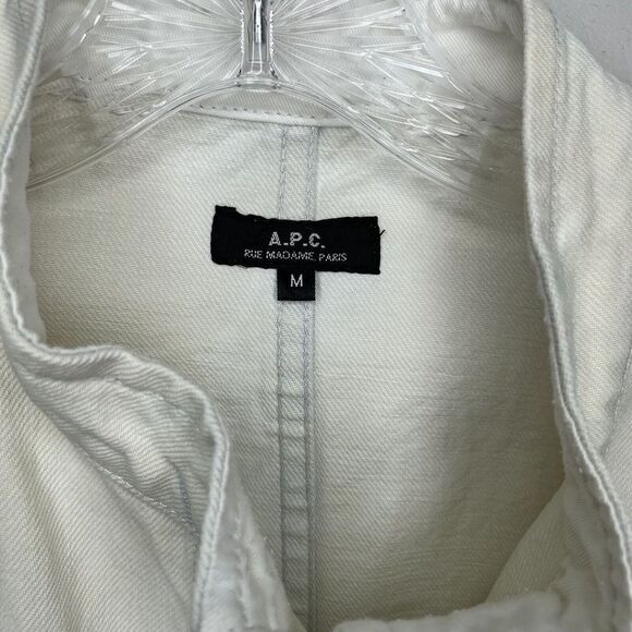 A.P.C. Rue Madame Paris Womens White-Washed Denim Jeans Jacket Button Front Sz M - Picture 5 of 6